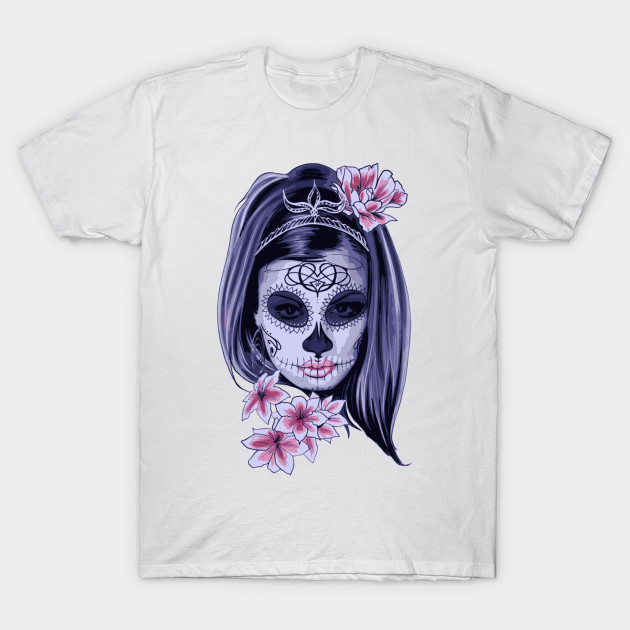 Skull Of A Pretty Flowers Lady T-Shirt-TOZ